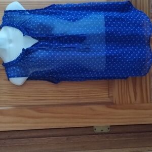 Liz Claiborne Sheer Blue Polka Dot Blouse